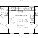 2 bedroom 2 bathroom common kitchen 16x44 floor plan