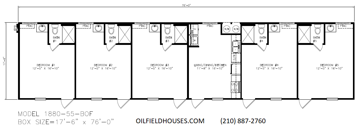 5 bedroom 5 bathroom oilfield mancamp 18 wide