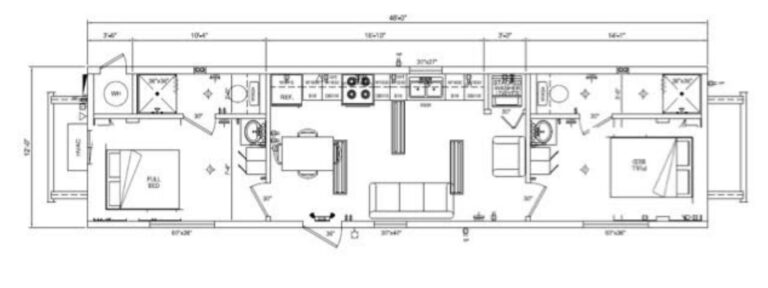 Superior Quality: 12×48 Two Bed Two Bath Used Oilfield Housing